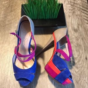Jessica Simpson Blue and Pink Heels